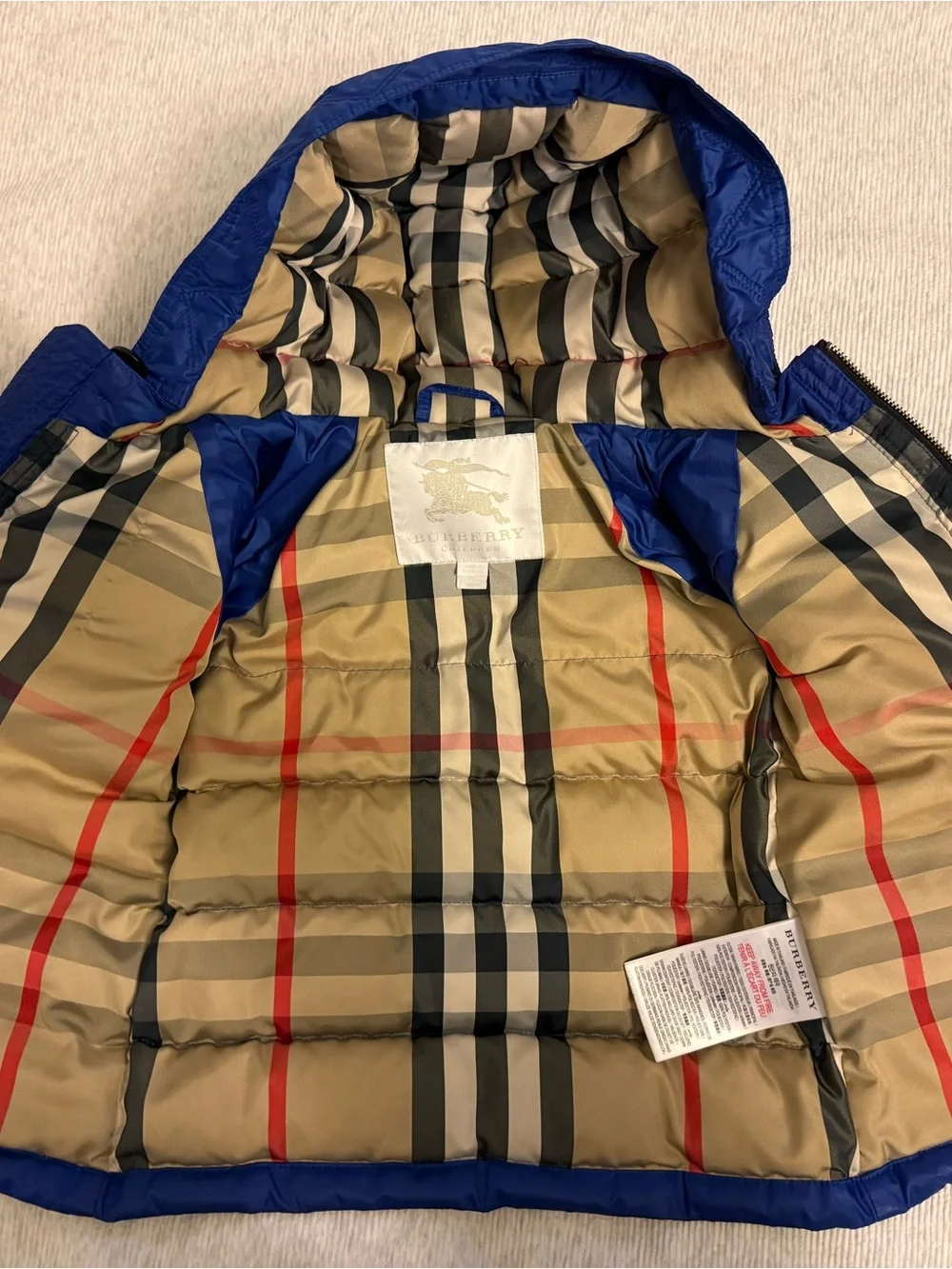 Kids Burberry Blue Puffer Hooded Coat 2Y / 2T warm!